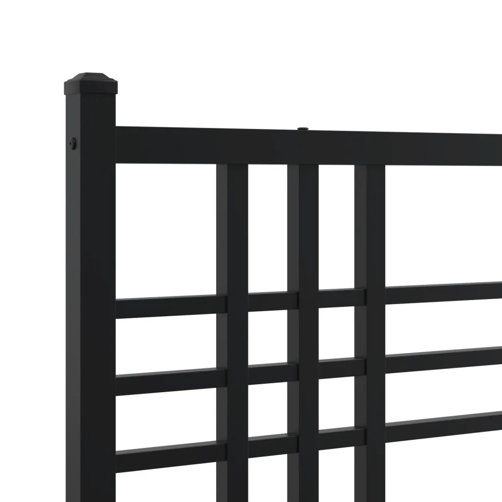 Letto matrimoniale | Letto per adulti | Giroletto con Testiera e Pediera Metallo Nero 137x190 cm