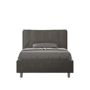 Letto 1 Piazza E Mezzo 130x210 cm con Rete e Contenitore Imbottito in Microfibra Antea Large Grigio