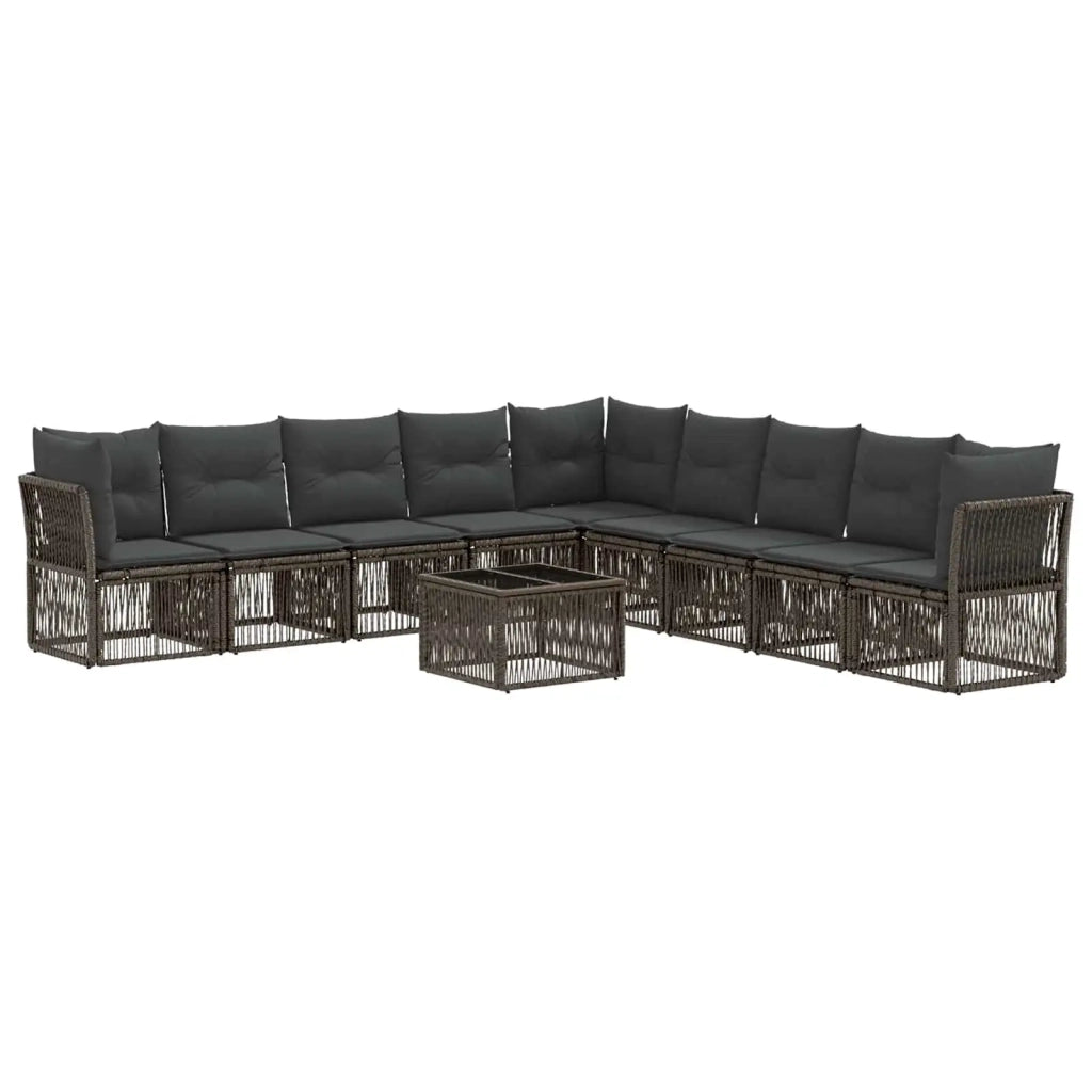 Set Divano da Giardino 10 pz Grigio polyrattan 3434249