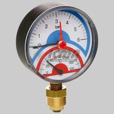 TERMOMANOMETRO RADIALE ATTACCO LATERALE  1/2 0 EE ·6 Atm 0 EE ·120  °c     ICMA