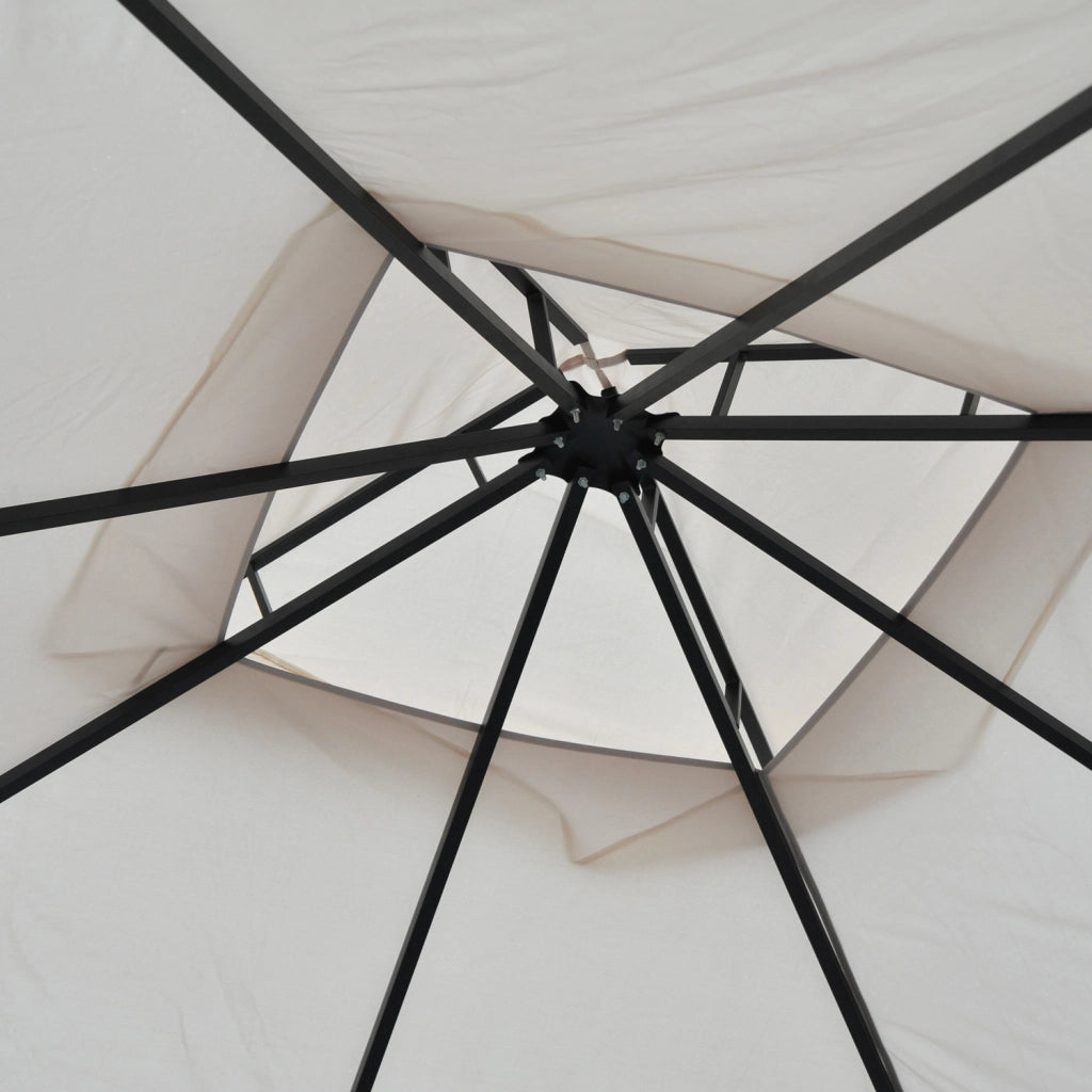 Gazebo da giardino con doppio tetto idrorepellente e zanzariere beige 295 × 295 × 275 cm per feste all'aperto