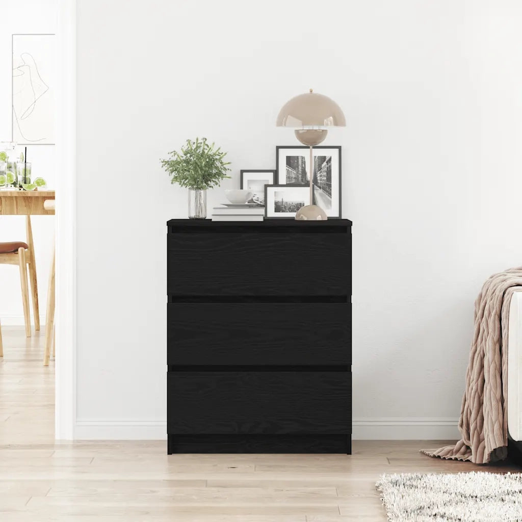 Credenza | Madia | Buffet da pranzo | Armadio da pranzo Rovere Nero 60x35x76 cm in Legno Multistrato