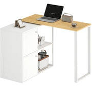 Scrivania angolare a L 150x40x75 cm in legno bianco girevole 360° con vano