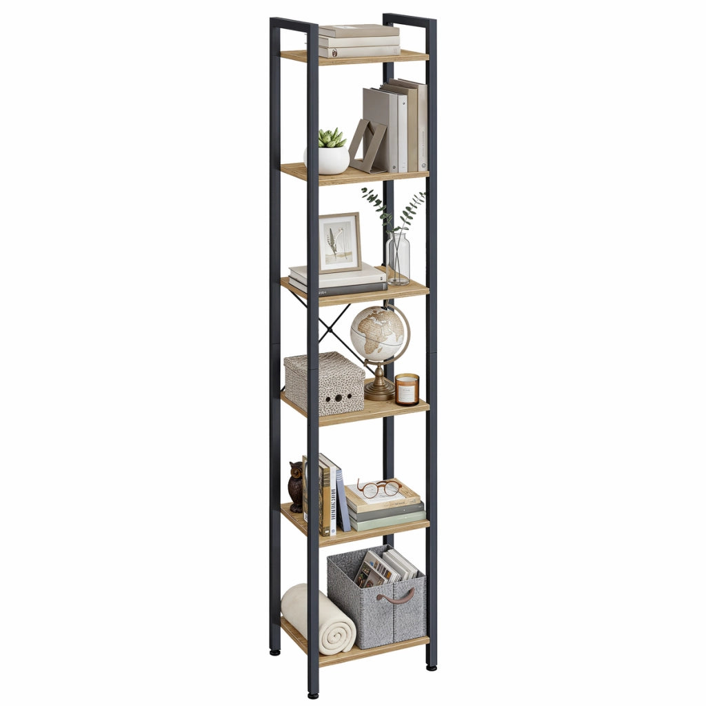 Libreria a colonna industrial artisan oak a 6 ripiani