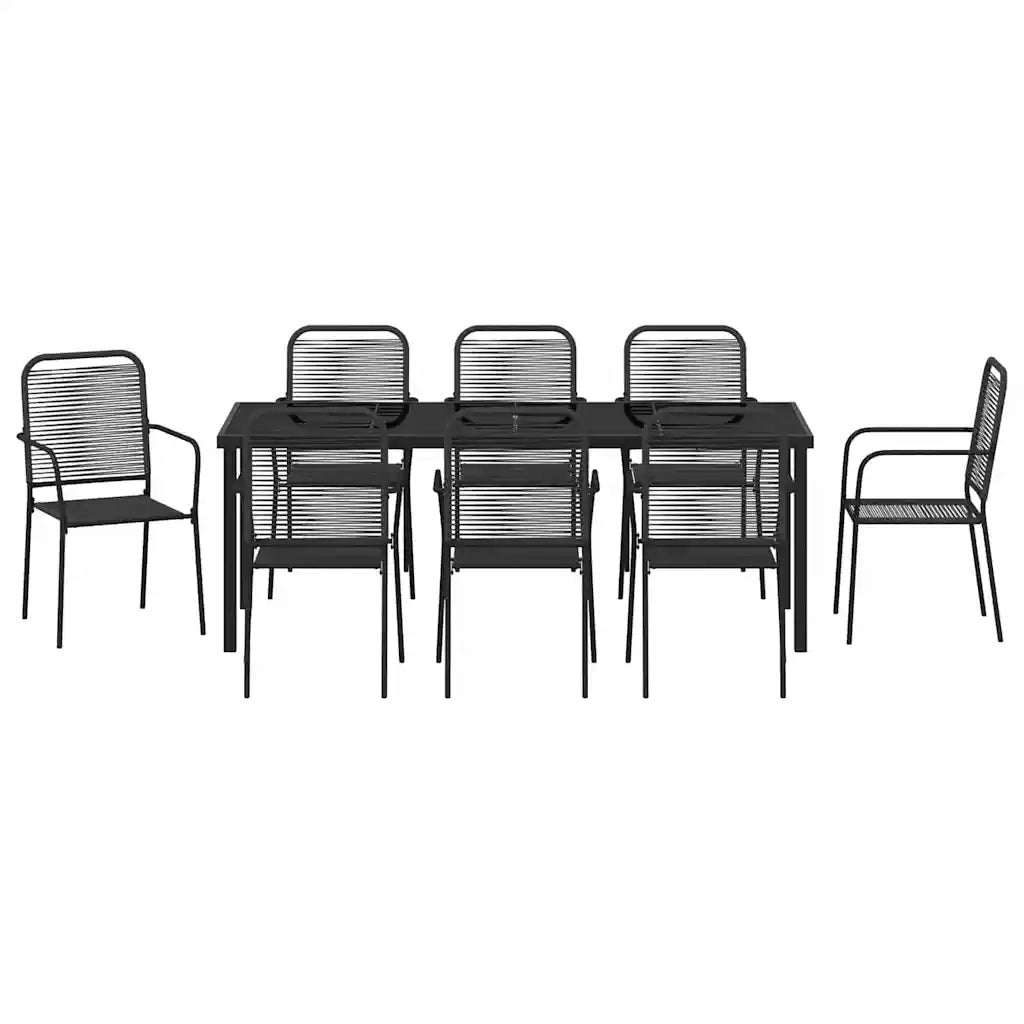 Set da Pranzo per Giardino 9 pcs Nero 3379162