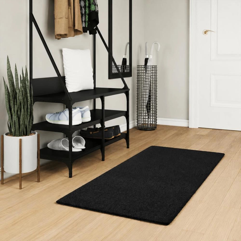 Tappeto a pelo corto HUARTE, morbido e lavabile, nero, 60x110 cm – pratico e confortevole, ideale per ingresso o camera, regalo versatile