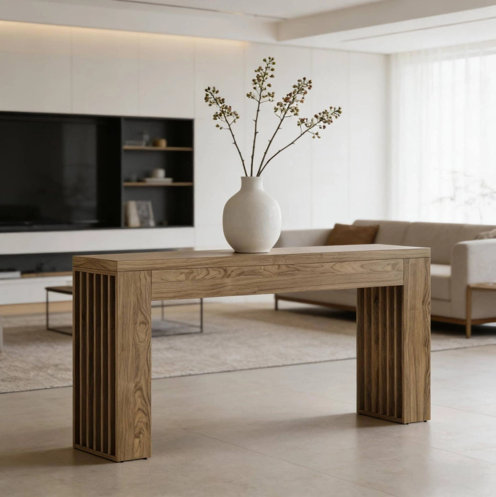 Tavolo consolle in MDF effetto legno 150 cm stile country rustico