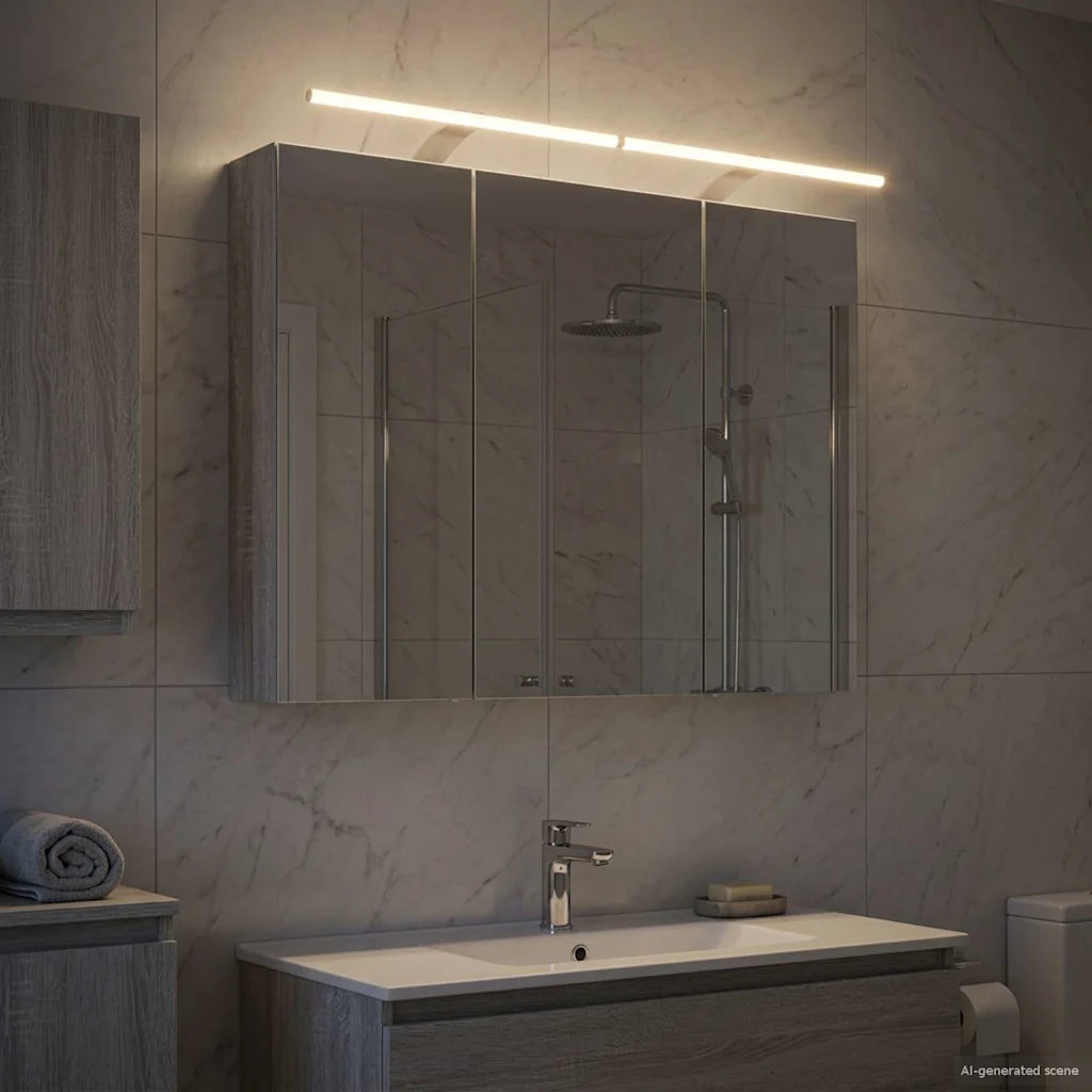 Mobiletto per specchio da Bagno | Armadio da bagno con lo scaffale Grigio Sonoma