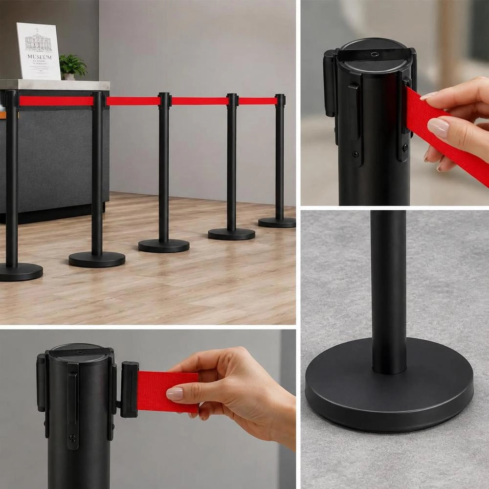 Crowd Control Systems, 4 Pieces, Iron, Black