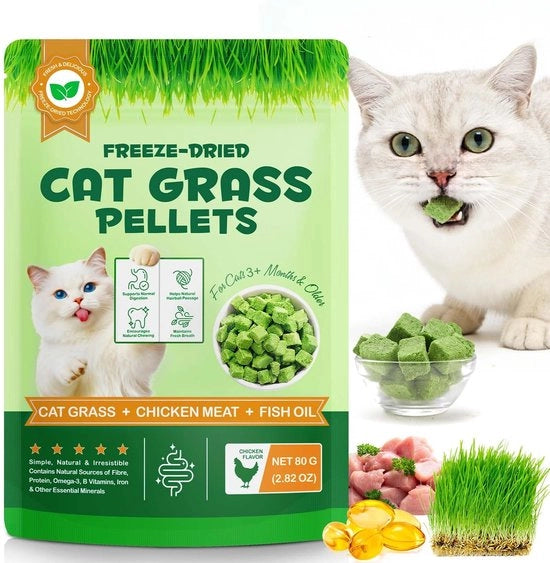Cibo per gatti in polvere 80 g - Snack naturale - Ricco di proteine/fibra - Per una digestione sana - Pelliccia lucida - Con carne di pollo/pecora/cervo - Alimento per gatti