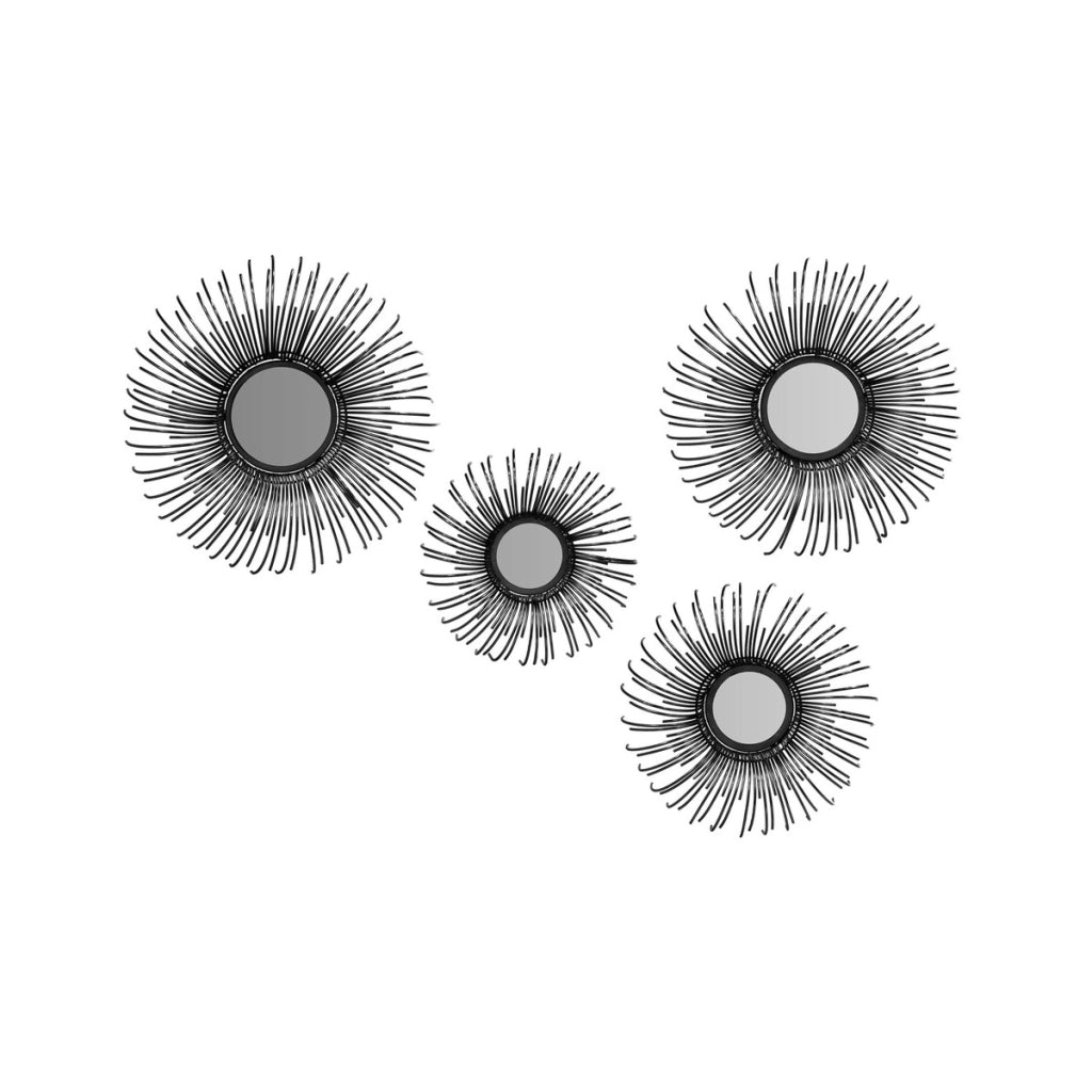 Set di 4 Specchi da Parete Duke Design a Raggiera Nero