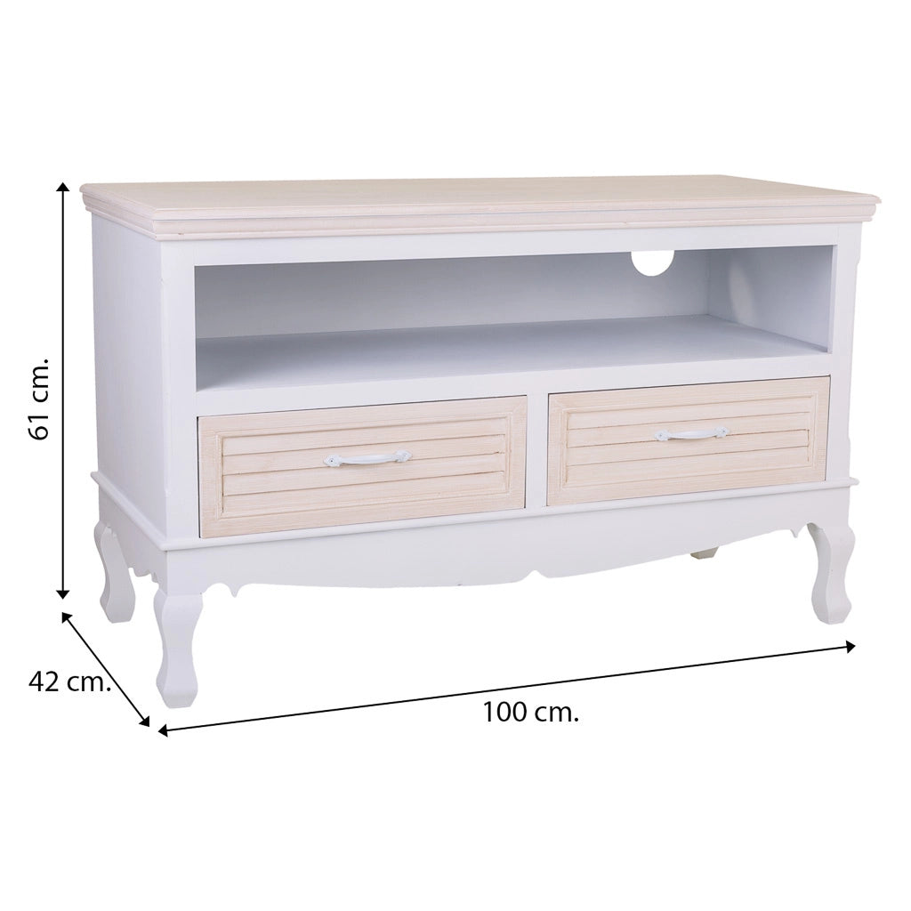 Mobile base in legno bianco 100x42x61h