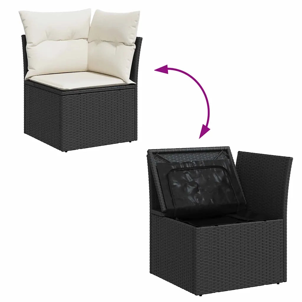 Set Divano da Giardino con cuscino 6 pcs Nero Poly Rattan 3357020