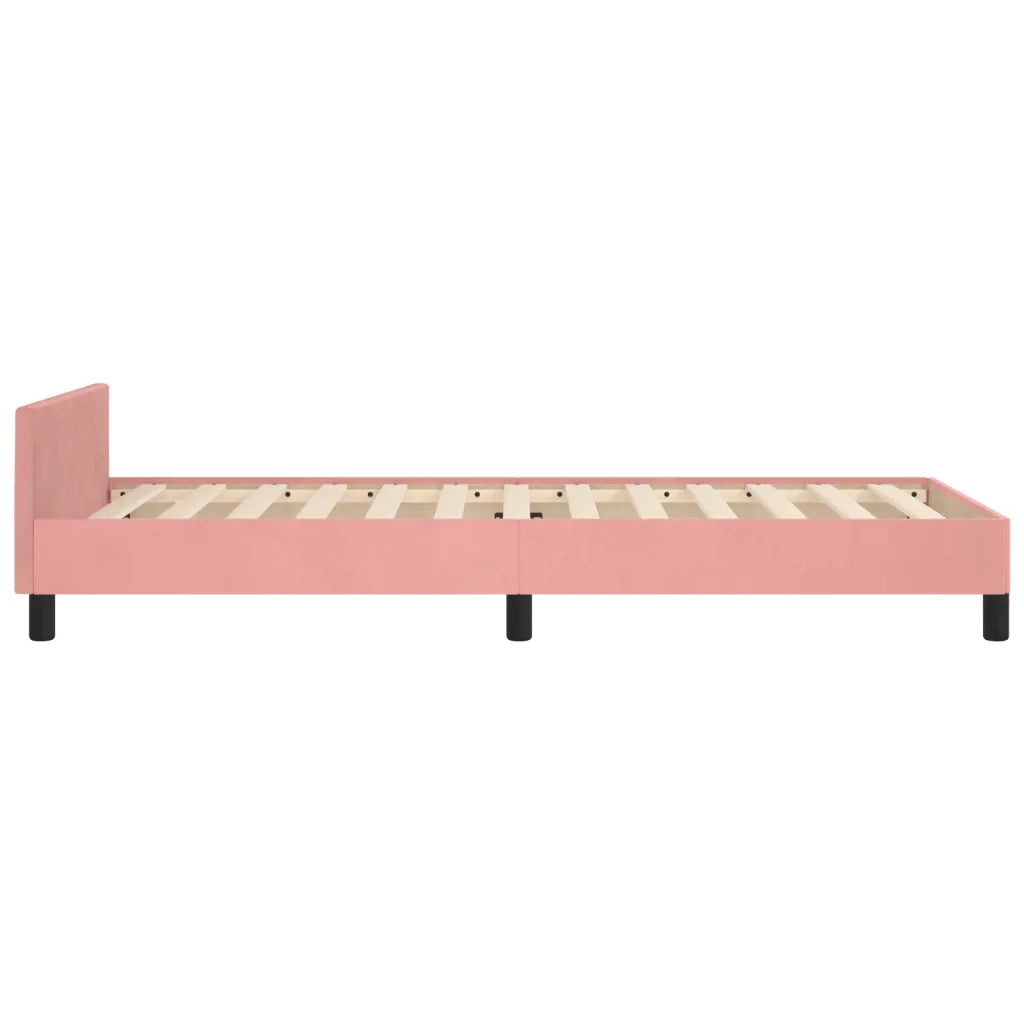Letto singolo | Letto per adulti | Giroletto con Testiera Rosa 80x200 cm in Velluto
