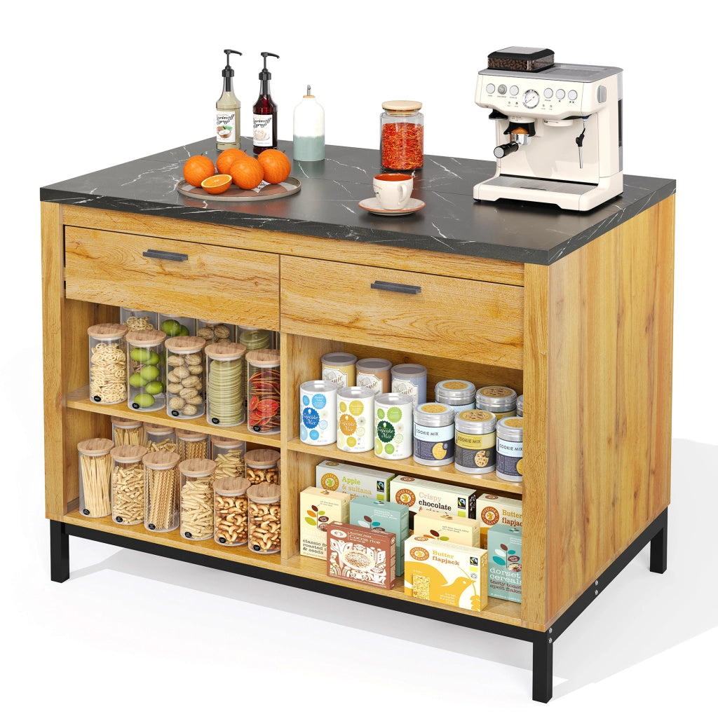 Isola da cucina 120 x 75 x 90 cm stile country in MDF nero e naturale