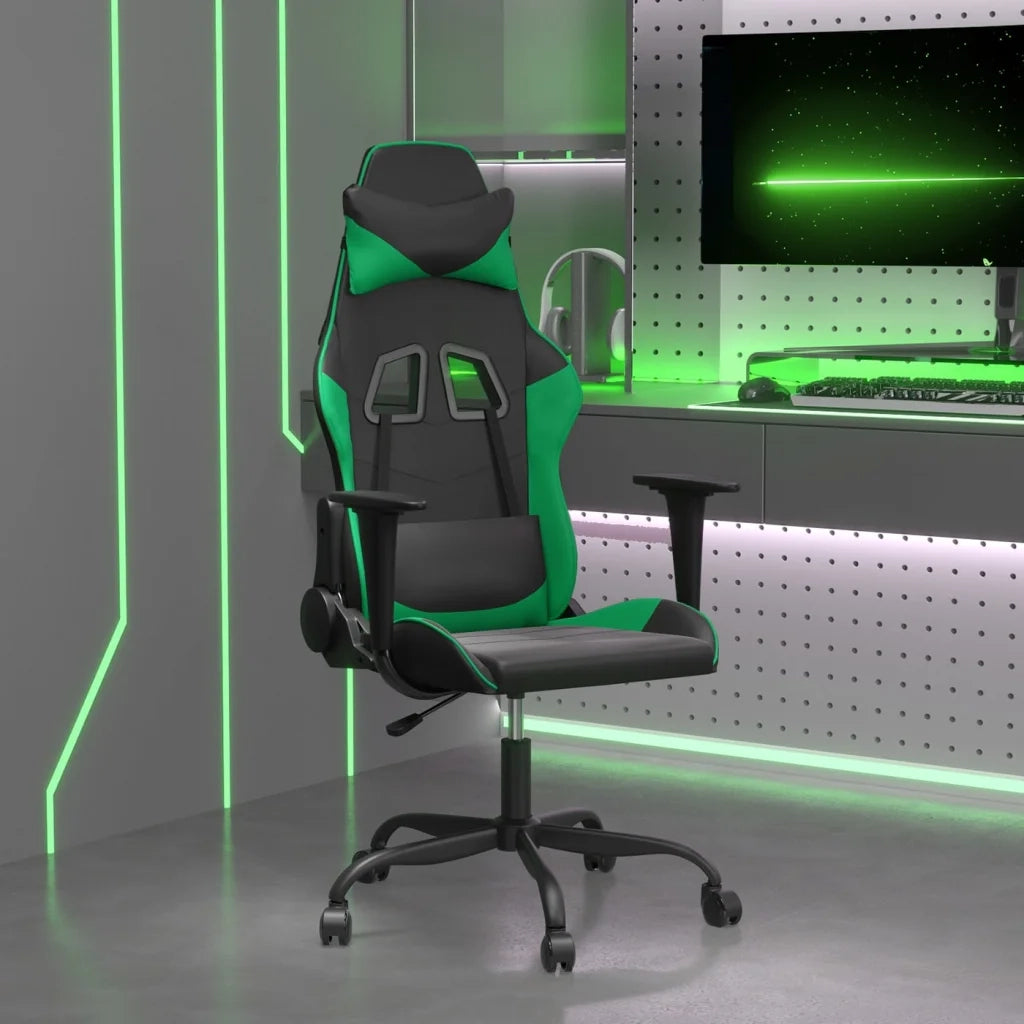 Sedia da Gaming Nera e Verde in Similpelle 3143644
