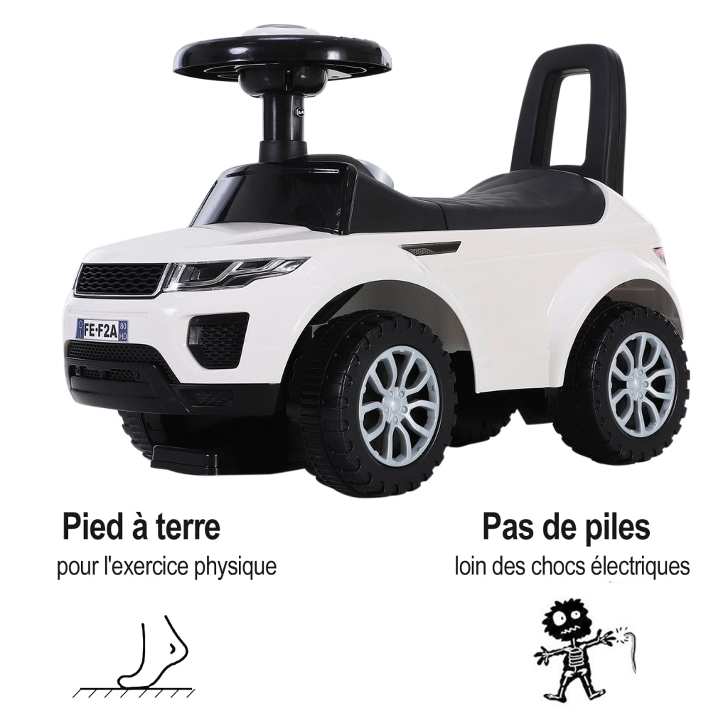 Carrello cavalcabile per bambini ¨C Xylo ¨C bianco con clacson e vano portabigiochi 12-36 mesi