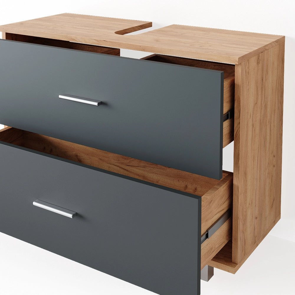 Vicco Set mobili bagno Antracite/quercia dorata 4 parti
