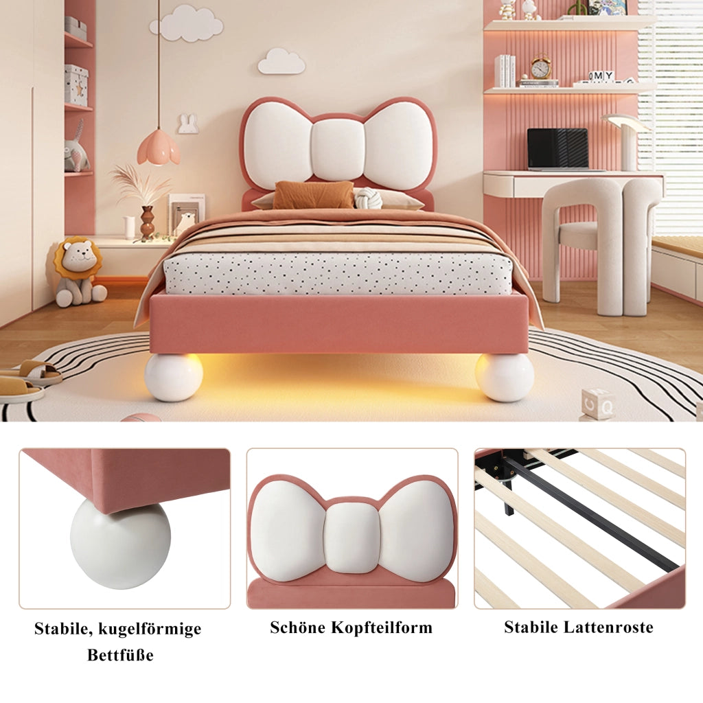 letto imbottito velluto rosa 90 x 200 cm