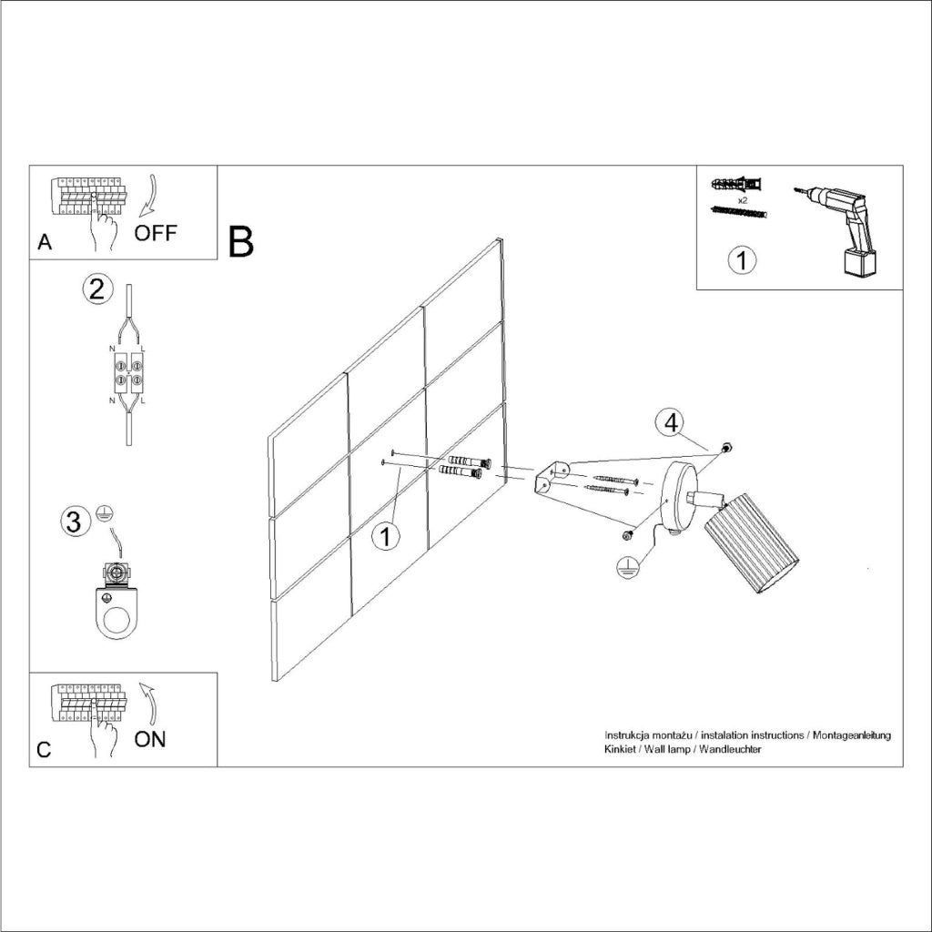 Applique moderna nera orientabile GU10 con interruttore GRAVIO