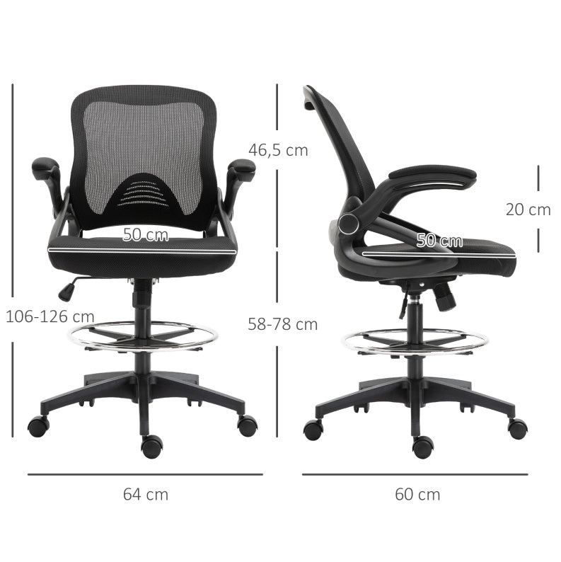 Sedia da ufficio con poggiapiedi, regolabile, nera