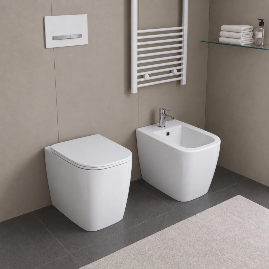 Vaso pavimento senza brida serie diana in ceramica bianca lucida *** finitura- bianco lucido, confezione 1