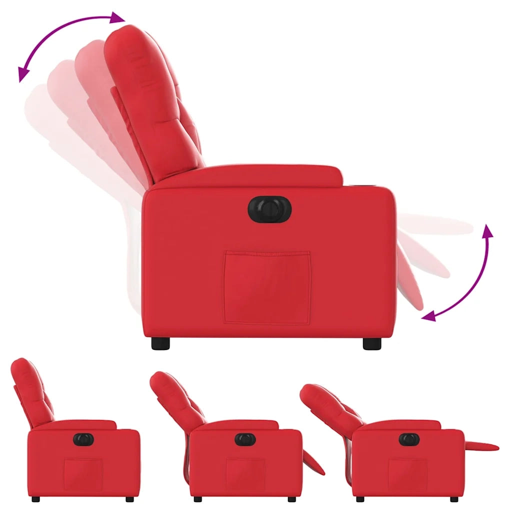 Divano Sedia-Poltrona Reclinabile Elettrica Rossa in Similpelle 846277