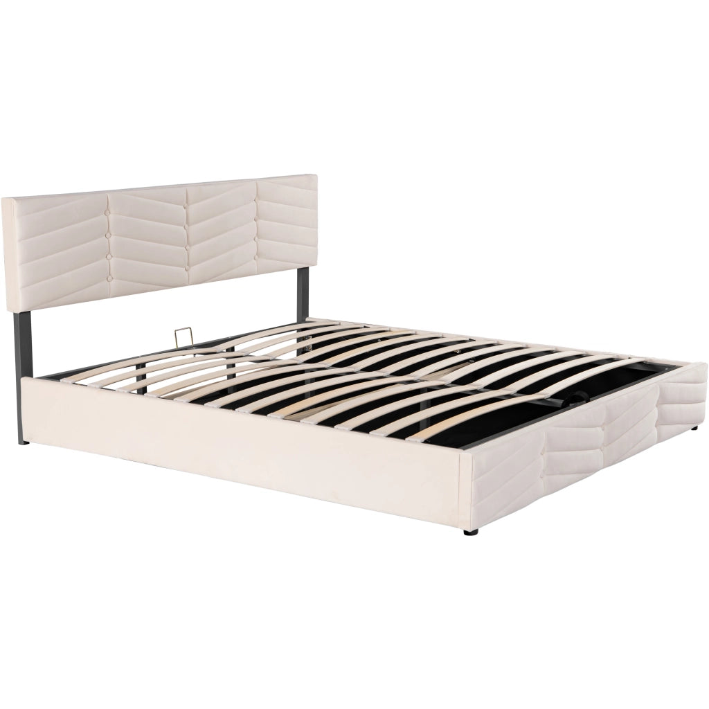letto imbottito velluto beige 180 x 200 cm