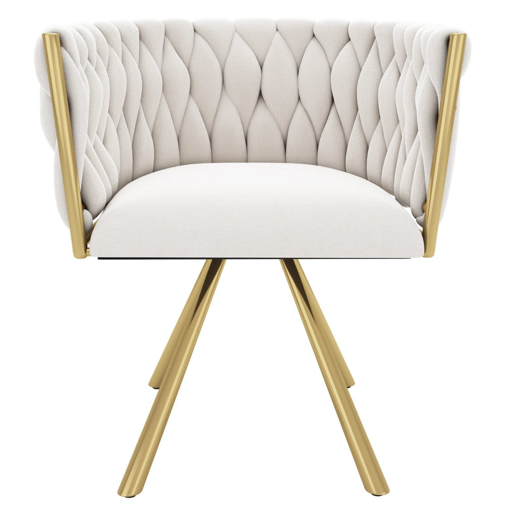 SEDIA Girevole 360° Set da 4 pezzi in velluto Beige e Oro