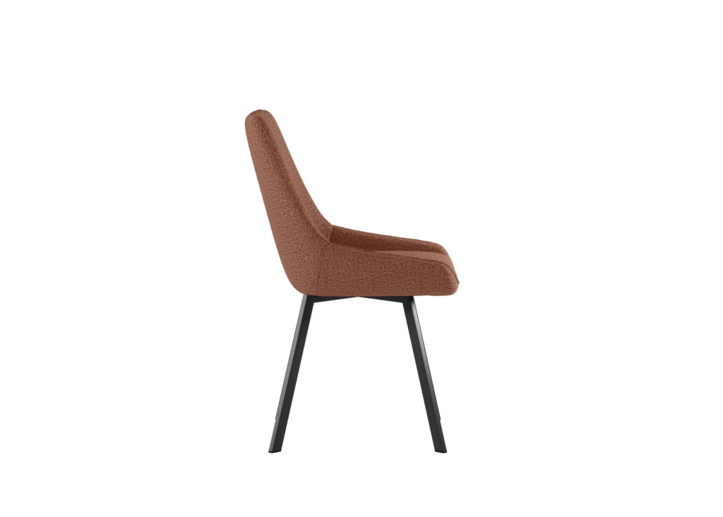 Sedia da interno Fox con seduta e schienale in microfibra color Ruggine, struttura in metallo resistente, design moderno - Fox