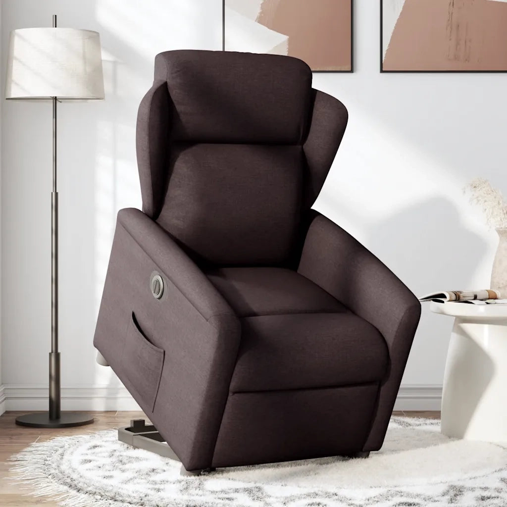 Poltrona Alzapersona Reclinante Elettrica Marrone Scuro Tessuto 3303159