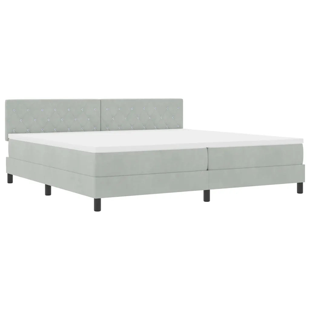 Letto a Sorgente LED con led Grigio chiaro 200 x 200 cm Velluto