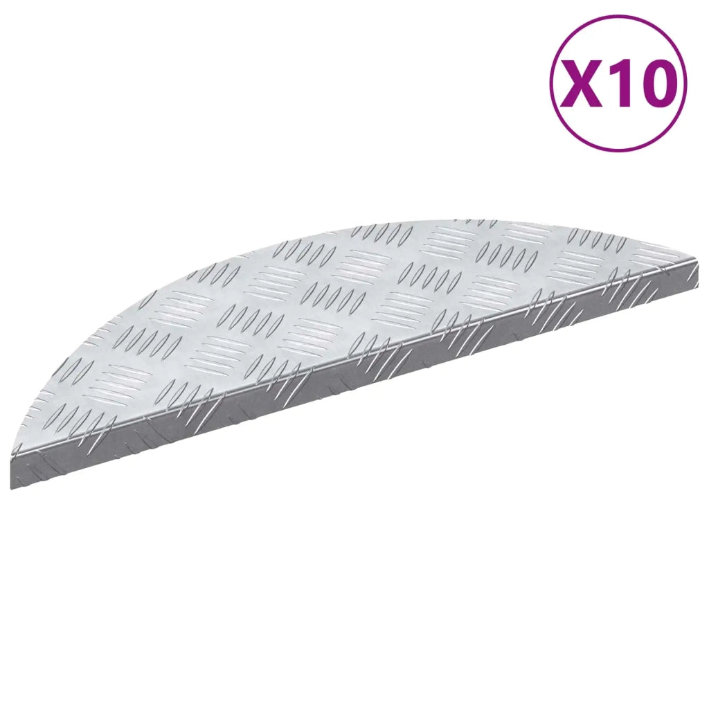Gradini per Scale 10 pz | Tappetini per scale autoadesivi Argento 60 x 18 x 2,5 cm Alluminio