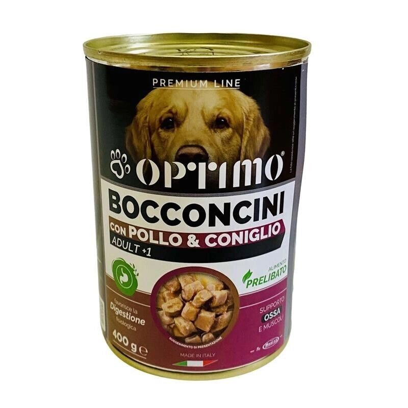 OPTIMO SET 24 BOCCONCINI PER CANE AL GUSTO POLLO E CONIGLIO DA 400 GR