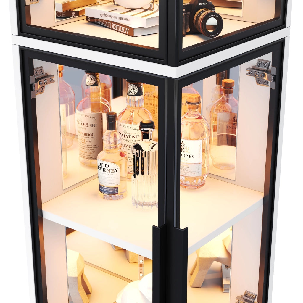 Vetrina 44x42x164 cm con LED multicolore in vetro e pannelli di particelle bianca