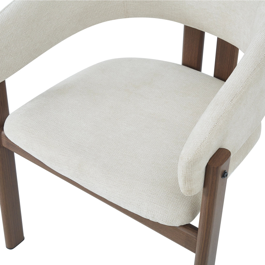 SEDIA con braccioli Set da 4 pezzi Metallo effetto noce e lino beige