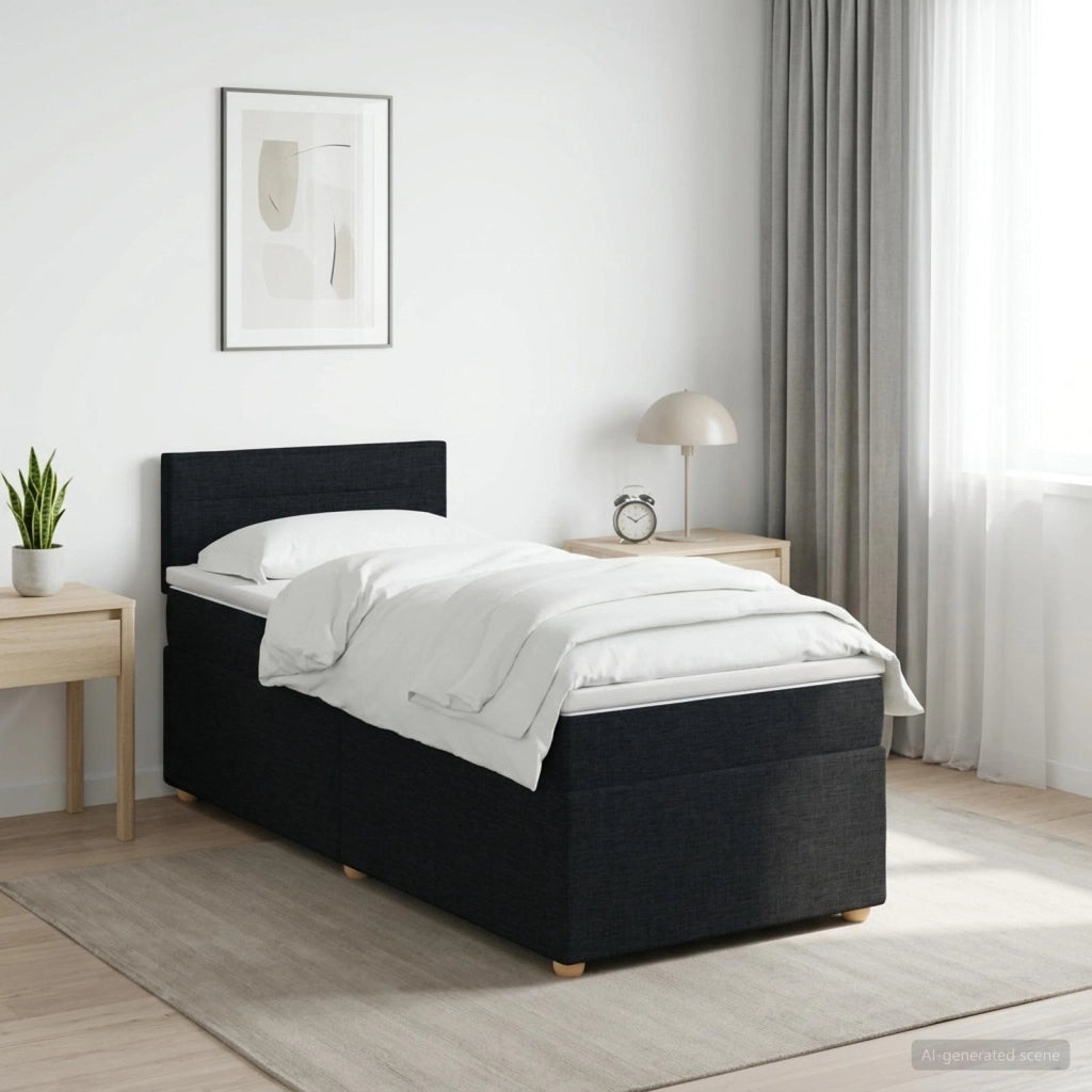 Letto box spring con materasso Nero 90 x 190 cm Tessuto 3450841