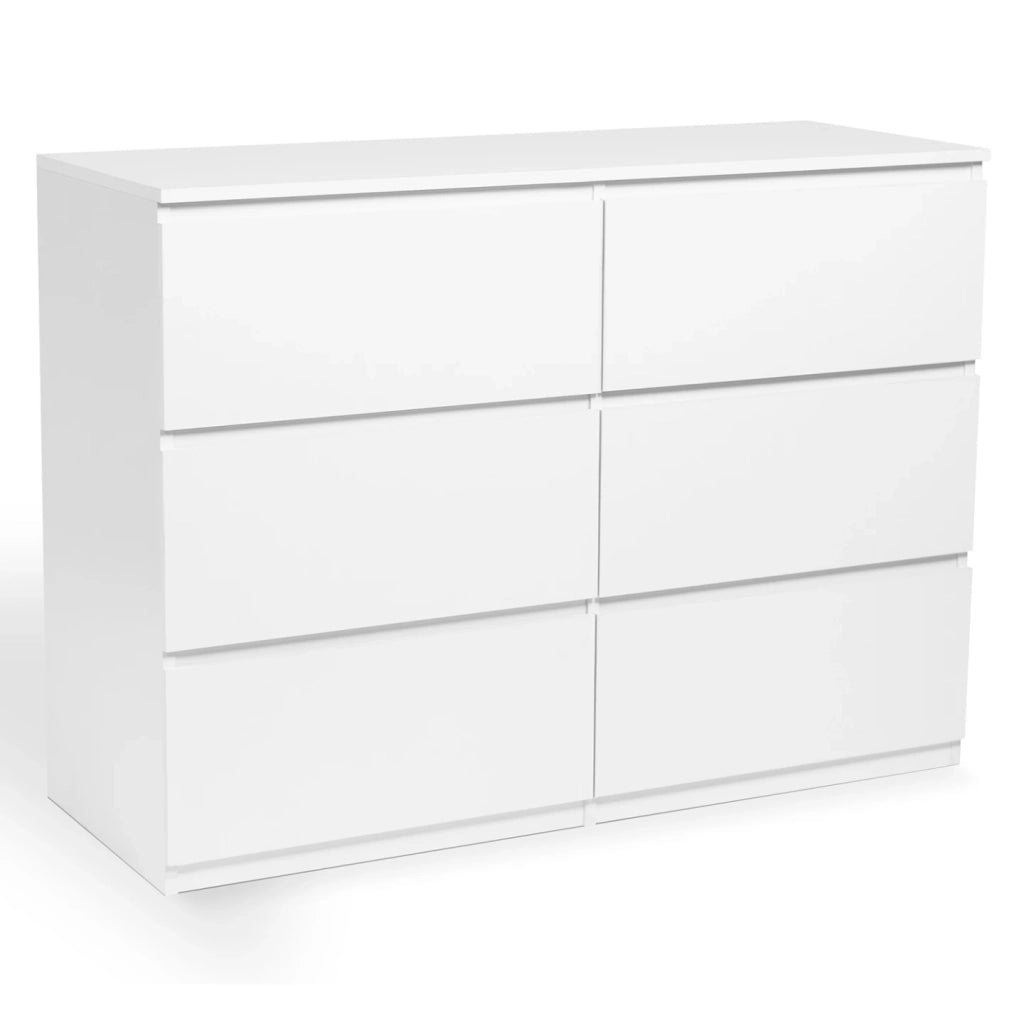 IDMarket - TOMI Cassettone a 6 cassetti da 110 cm in legno bianco