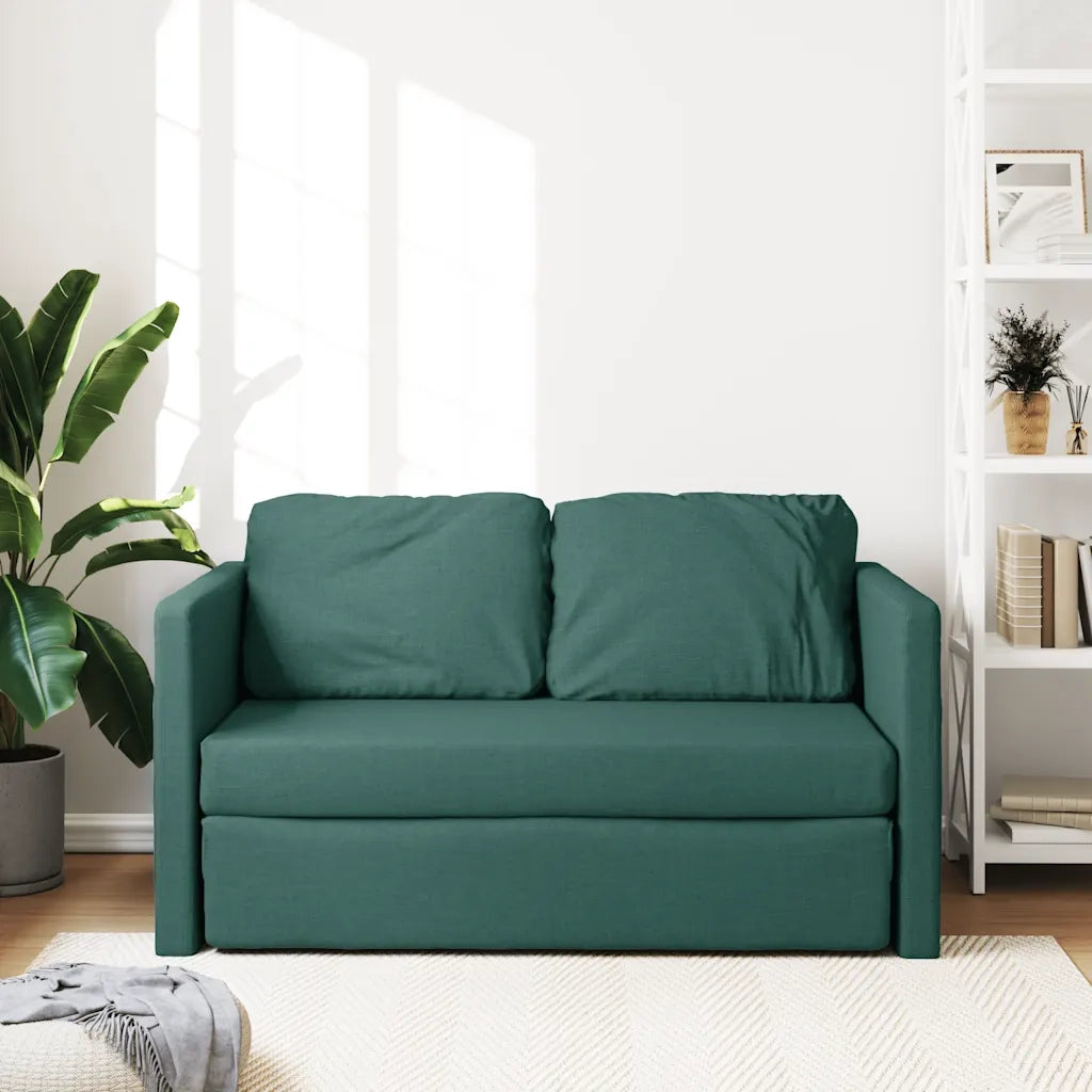 Divano Letto da Terra 2 in 1 Verde Scuro 112x174x55 cm Tessuto 353968
