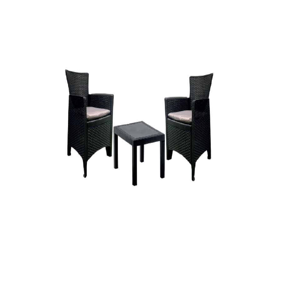 SET DA GIARDINO ANTRACITE CON CUSCINI  3 PEZZI FOREST