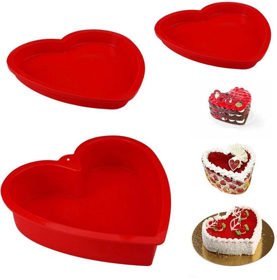Forme a cuore di silicone per torte - set di 3 - sicure per alimenti - versatile