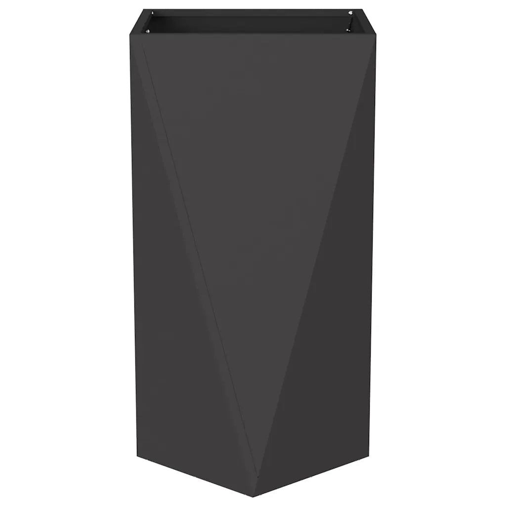 Fioriera rettangolare da esterno dal design moderno 40 x 40 x 75 cm elegante finitura in acciaio nero 02_0053020