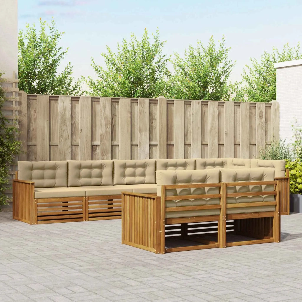 Set di divani da esterno con cuscino 8 pcs Naturale e Beige 3373658
