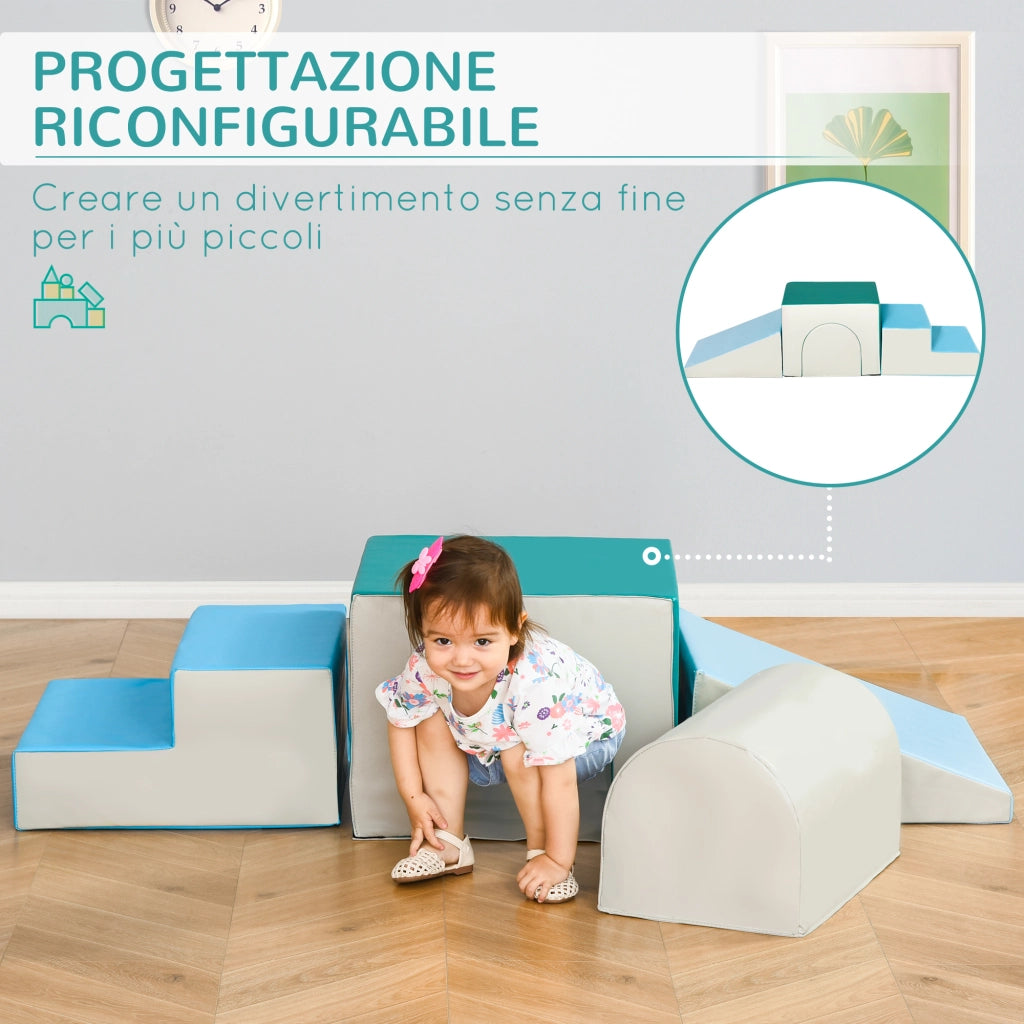 Set 4 Blocchi Costruzioni Morbidi ¨C Xylo ¨C Modulabili Multicolore per Bambini 1-3 Anni