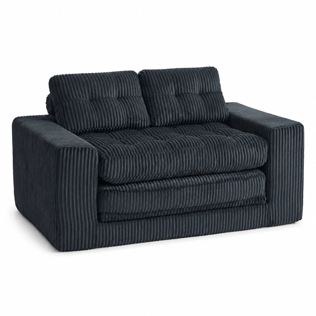 Divano Letto 2 Posti in Velluto a Coste con Memory Foam – Design senza Cornice, Compatto per Piccoli Spazi e Home Office