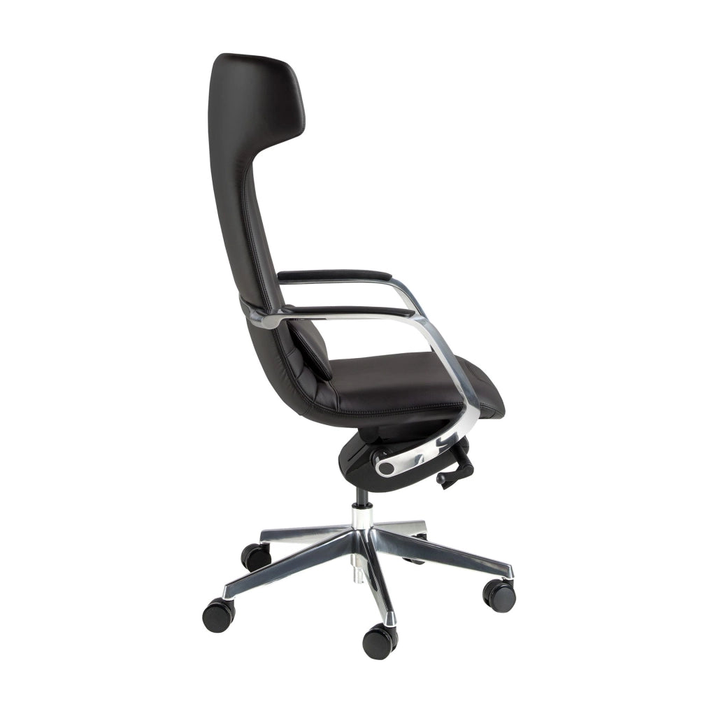 Sedia girevole da ufficio in similpelle nera