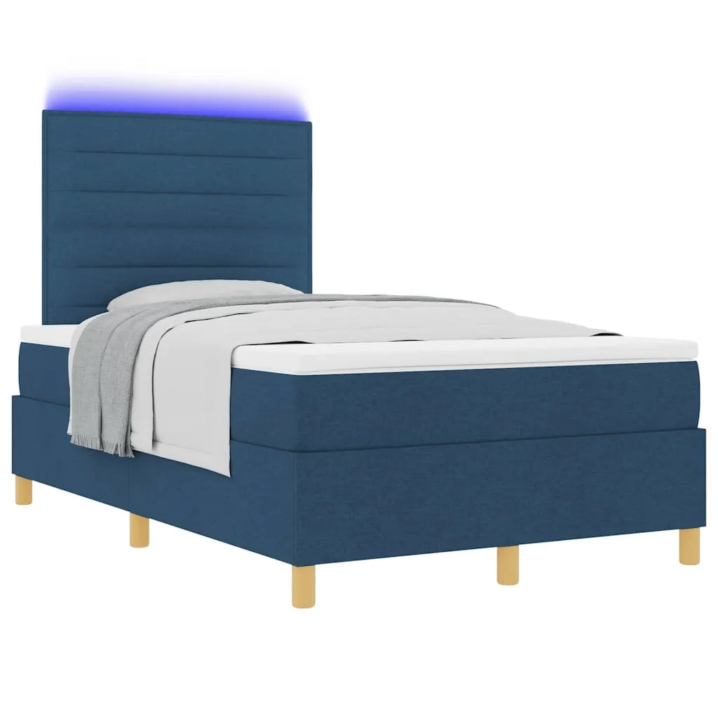 Letto a Sorgente LED con materasso Blu 120 x 190 cm Tessuto