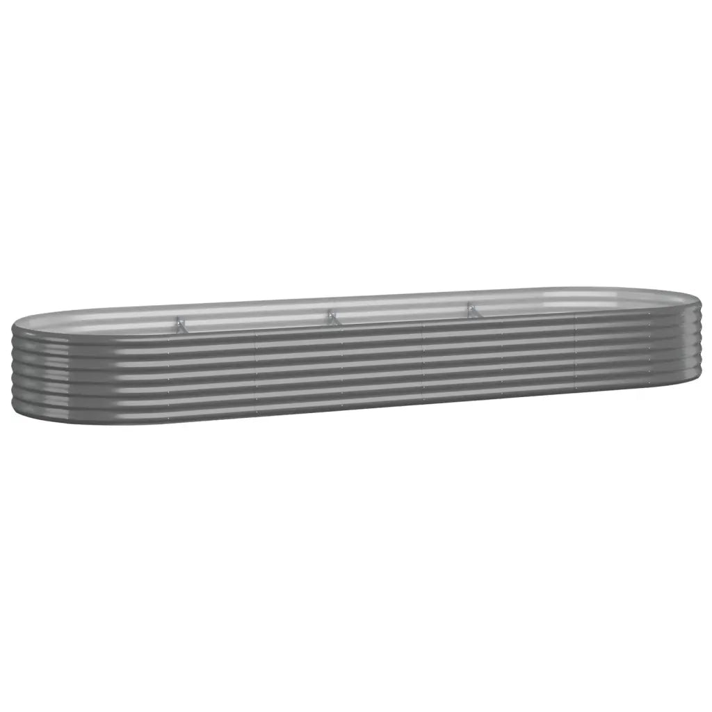 Aiuola ovale rialzata 322 x 100 x 36 cm per esterni design moderno acciaio zincato grigio 02_0046579