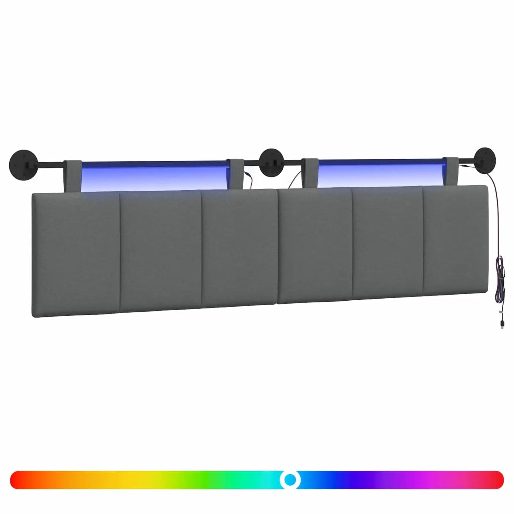 Testiera | Testata sospesa Con luce LED Grigio Scuro Tessuto