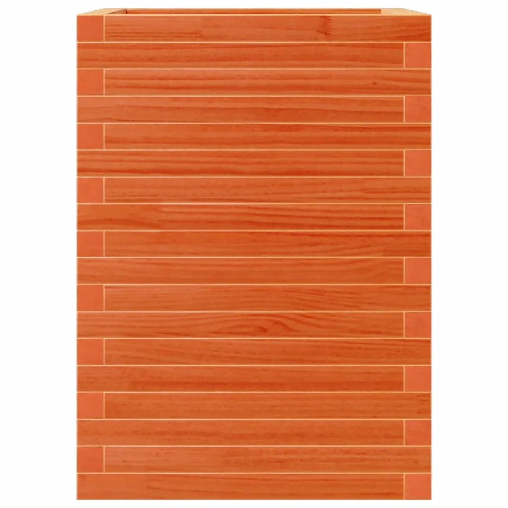 Fioriera | Cassetta per fiori | Vaso Giardino Marrone Cera 50x50x68,5cm Legno Massello Pino